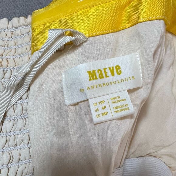 Maeve Anthropologie Sunshine yellow and white Striped Dress size 6P - Picture 13 of 16